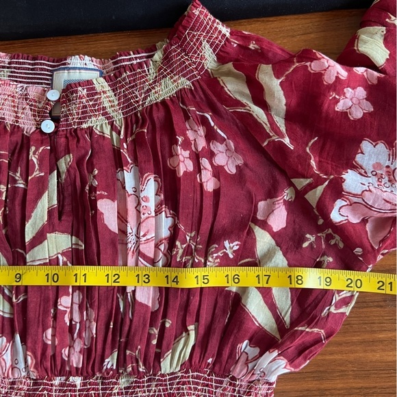 Alicia Bell Floral Beaded Tassel Tie Mini Dress Red Small - Picture 10 of 12